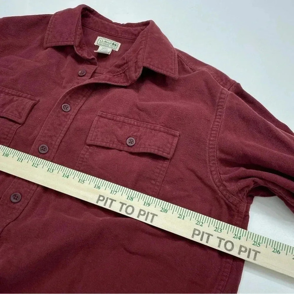 LL Bean Mens Size L Tall long sleeve button up beefy flannel shirt red 1780 - Picture 5 of 7